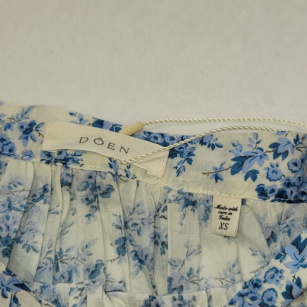 DÔEN Marcie Skirt Citron Rosier Floral Blue White Organic Cotton Maxi XS NWT* - Picture 3 of 11